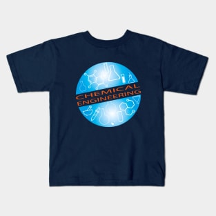 Chemical engineering text, picture, globe design Kids T-Shirt